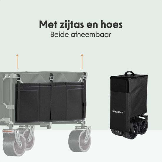 LifeGoods Wagon - XL - faltbar - 200L - 150KG Tragfähigkeit - Schwarz