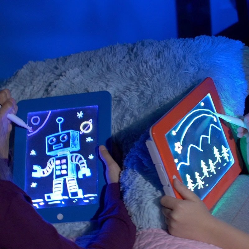 Magic Pad Maltafel – 8 Lichtmodi – inklusive 30 Vorlagen – 3 Neonstifte – Tablet-Design