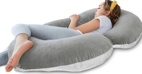 Sleepcomfort Selana Schwangerschaftskissen in U-Form – 150 cm – Minky Dot & Jersey – Grau