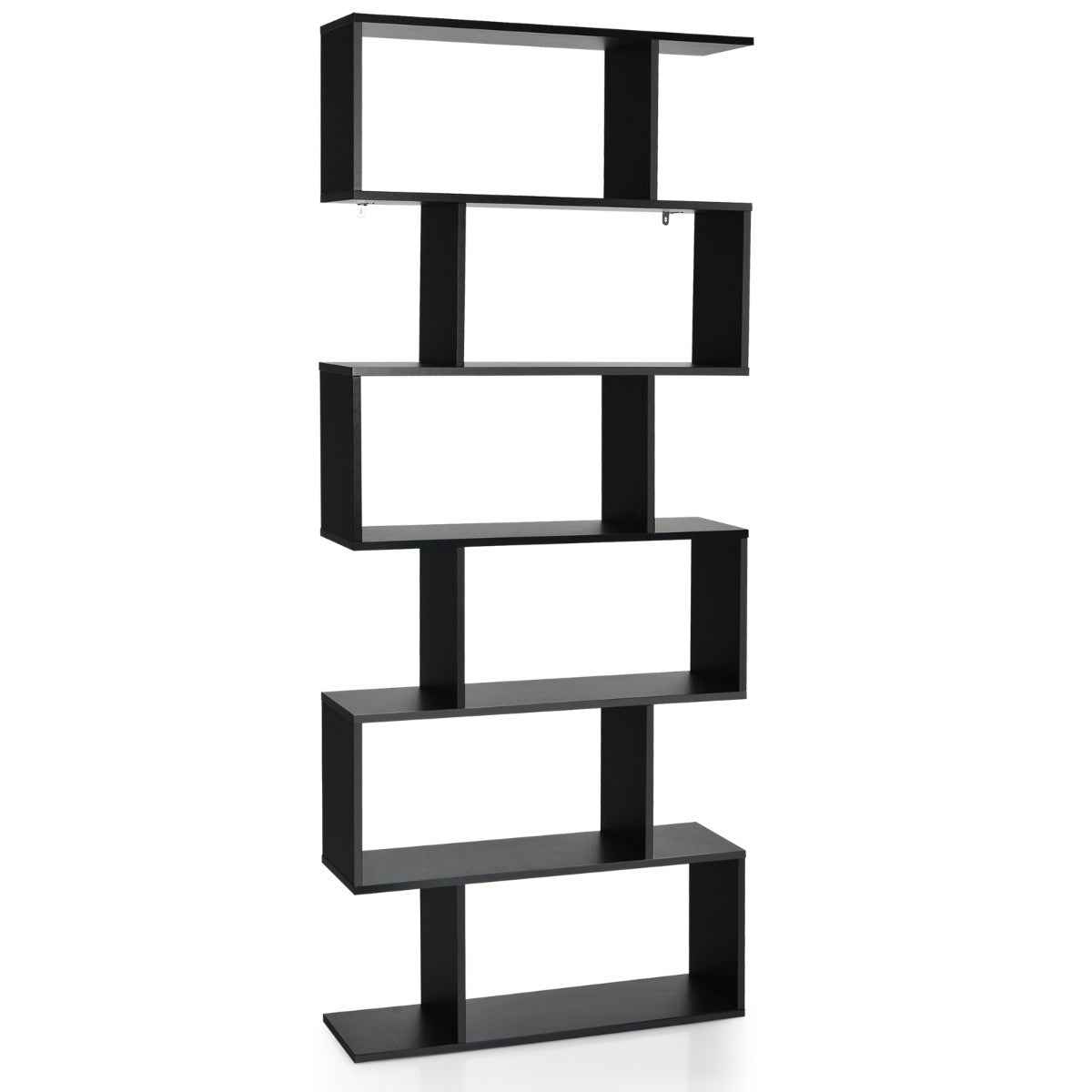 Coast Standregal 6 Level S-vorm Boekenkast opslagplek hout kleurselectie zwart-zwart