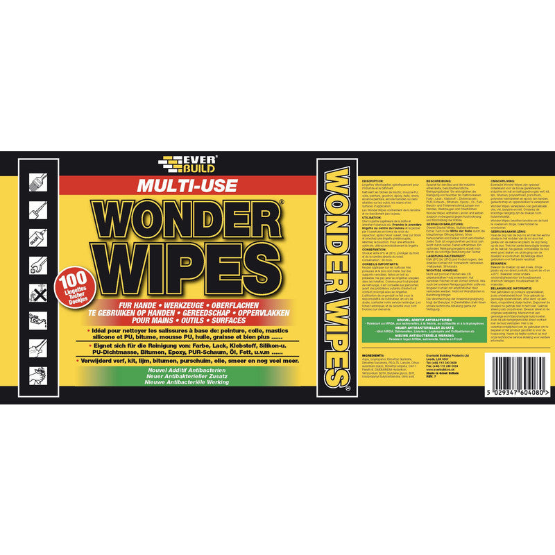 Everbuild Wonder Wipes - Reinigungstücher - 100 Stück - 11 x 11 x 24,5 cm