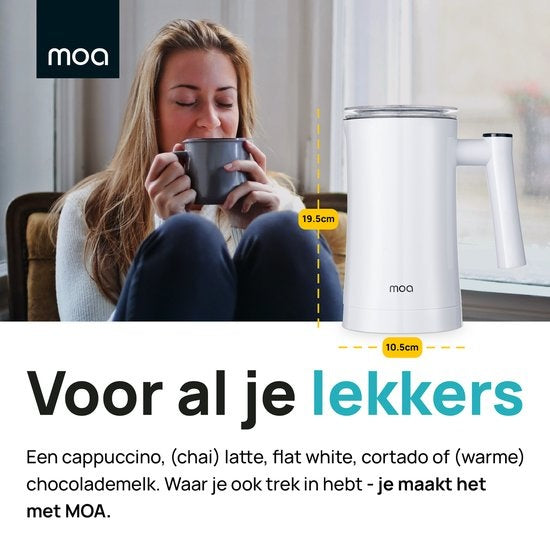 MOA Milchaufschäumer - BPA-frei - zum Aufschäumen und Erhitzen - Weiß - MF1W