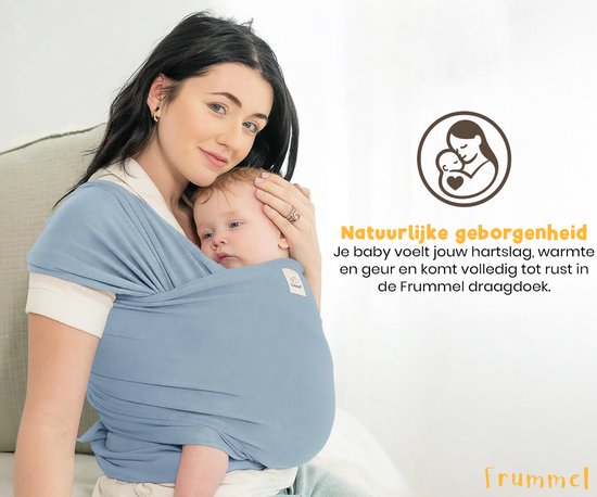 Frummel Baby-Tragetuch Hellblau – Tragehilfe – Baby-Wickeltuch – Baby-Tragetuch – Baby 0–36 Monate – Neugeborene