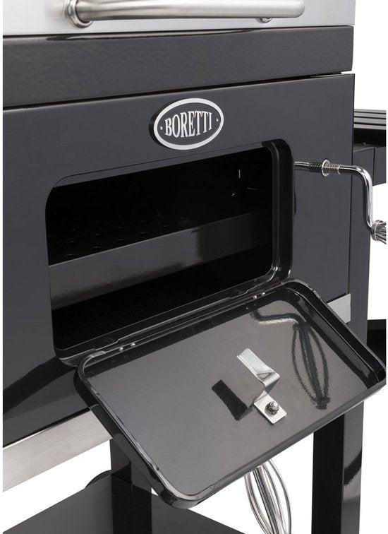 Boretti Carbone 2.0 Holzkohlegrill – Verstellbarer Kohlerost – Gusseiserne Grillroste – Schwarz