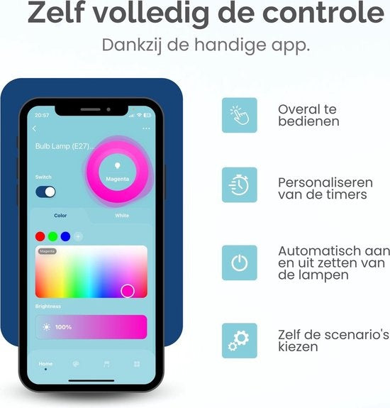 Gologi - Smart Stehleuchte - LED - Dimmbar - mit App - RGBW - Schwarz