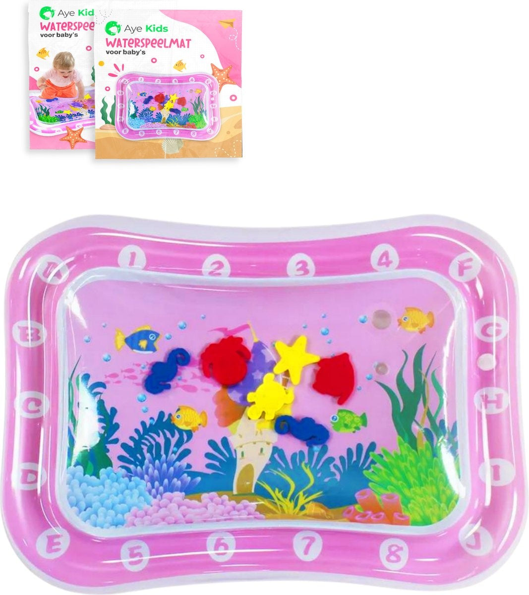 AyeKids Wasser Spielmatte - Wasser Matte - Spielmatte - Aufblasbar - Wasser Matte Baby - Rosa