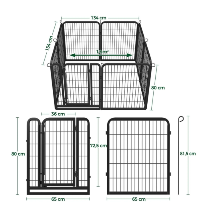 Yaheetech Welpenauslauf, 8-teilig, 200 x 68 x 80 cm – Schwarz – Zusammenklappbarer Hundeauslauf – Mit Tür und Tragetasche