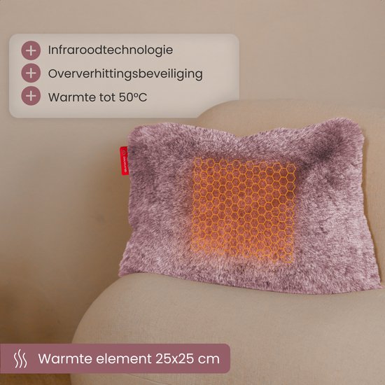 Auronic Wärmekissen - Teddy - 45x60 - Kabellos - Wiederaufladbar - Elektrisches Kissen - Infrarot - Rosa