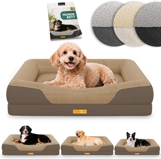 ELONEO Orthopädisches Hundebett – S – Braun
