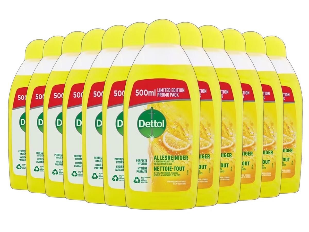 Dettol Allzweckreiniger Zitrus – Kraftvolle Fettentfernung – Frischer Zitrusduft – 12 x 500 ml