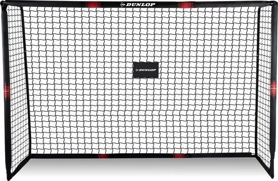 Dunlop Voetbaldoel - Voetbal Goal 240 x 160 x 85 cm - Voetbalgoal Groot - Buitenspeelgoed voor Kinderen en Volwassenen - Snelle Montage - Voetbal Training Doel - Metaal - Zwart/ Rood