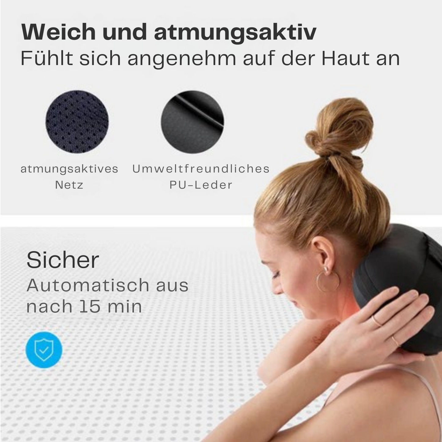 Auronic Shiatsu Massagekissen - für Nacken & Rücken - Wärmefunktion - Kabellos - Schwarz