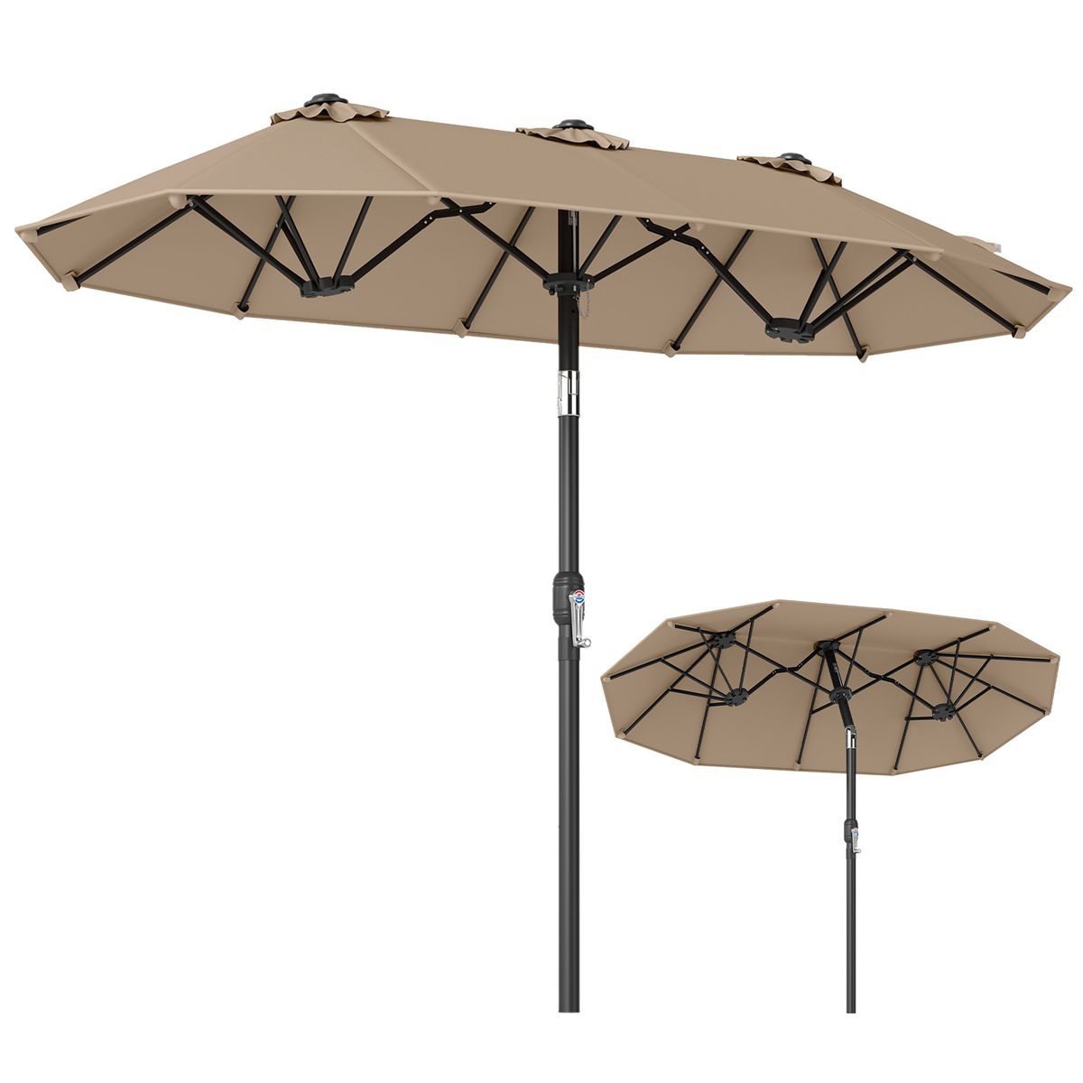 Coast Doppel-Sonnenschirm – rechteckig – mit Handkurbel und Neigungsfunktion – braun 300 x 160 cm