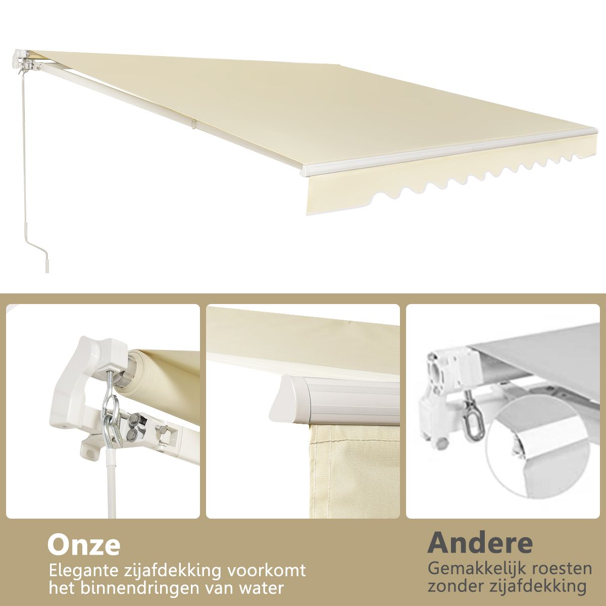 Coast Sonnenschirm für die Terrasse, ausziehbar mit Kurbel – 3 x 2,5 m – Beige