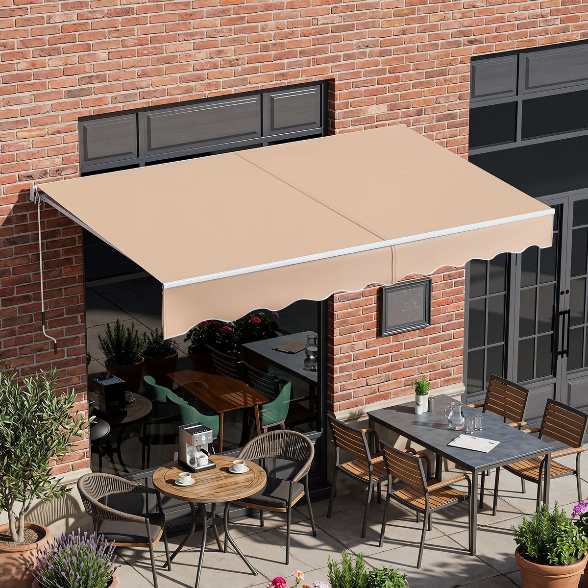 Coast ausziehbare Terrassenmarkise – Aluminiumrahmen – verstellbarer Neigungswinkel – beige 245 x 200 cm