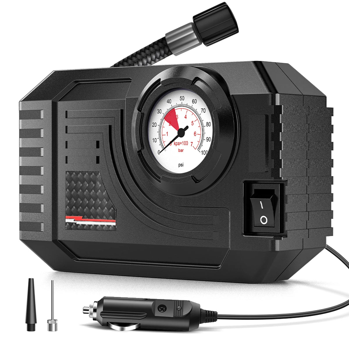 Carsun Mini digitale Reifenpumpe – Tragbarer Kompressor – 9,5 × 15 × 5 cm – Schwarz