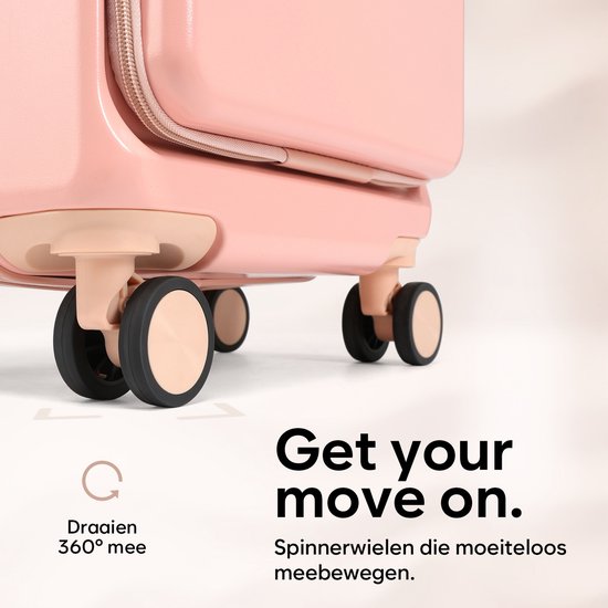 Skycases Handgepäck Koffer - 35L - Leichter Trolley - Spinner-Räder - TSA-Schloss und Laptop-Fach - Mit praktischer Fronttasche - 55 cm - Pink
