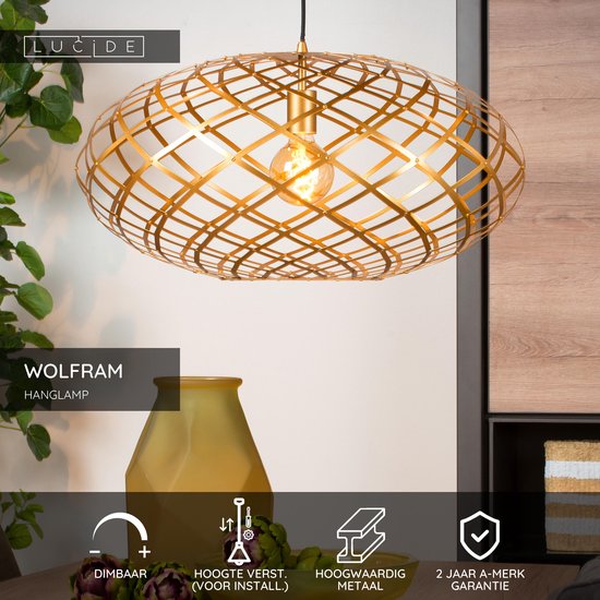 Lucide WOLFRAM – Hängeleuchte – Ø 65 cm – 1xE27 – Mattgold / Messing