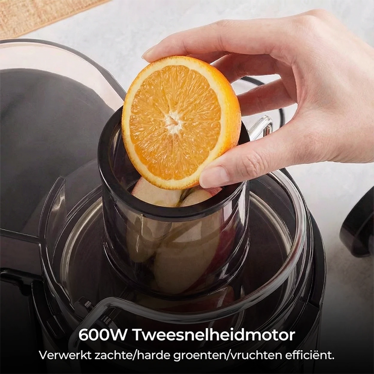 WOOX Entsafter – 600 W – Breite Einfüllöffnung – Schwarz