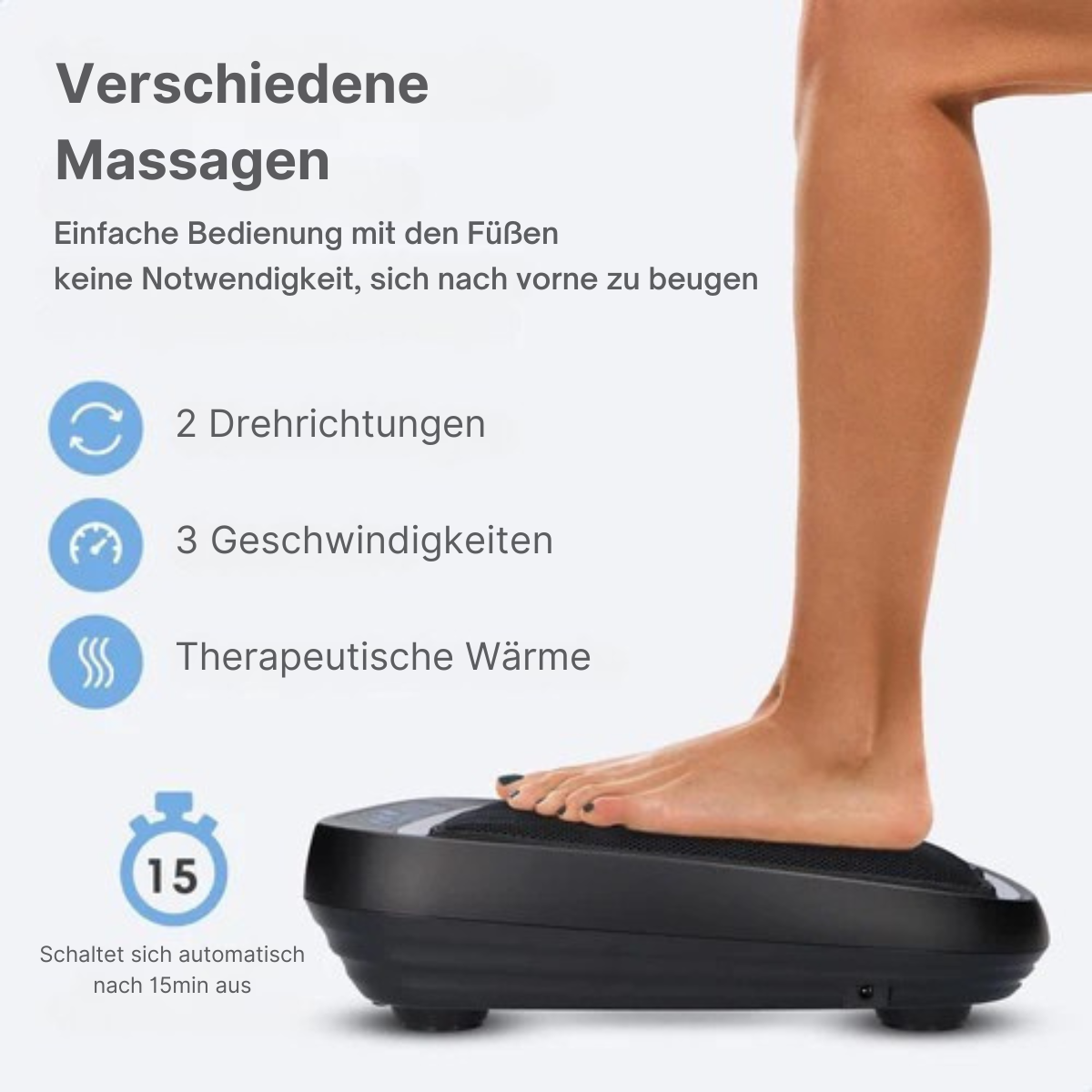 Lifeproducts - Fußmassagegerät Shiatsu - 18 beheizte Massageköpfe - Infrarotwärme - Schwarz