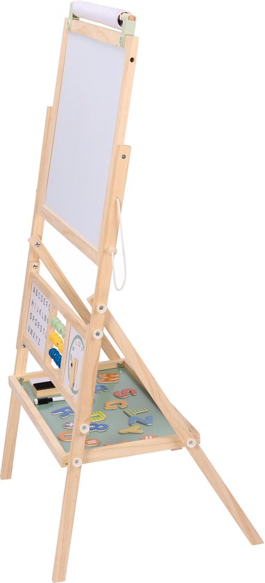 Sunny Nola Aktivitäten-Staffelei – Holzstaffelei für Kinder – Spielstaffelei mit Whiteboard und Kreidetafel – Malstaffelei für Kinder – Magnettafel – Inklusive Papierrolle, Magneten, Kreiden, Filzstiften und Radiergummi – Lernspielzeug