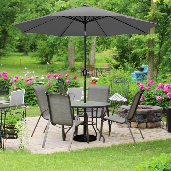 Yaheetech Rechteckiger Sonnenschirm 196,5 x 147 x 227 cm – Neigbar mit Kurbel – Grau