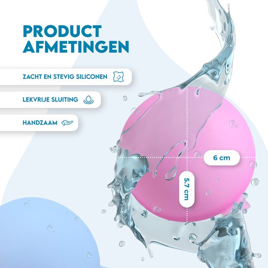 Travelly® Wiederverwendbare Wasserballons - Wasserspielzeug - Magnetisch und selbstschließend - Silikon - Mehrfarbig - Set 8 Stück