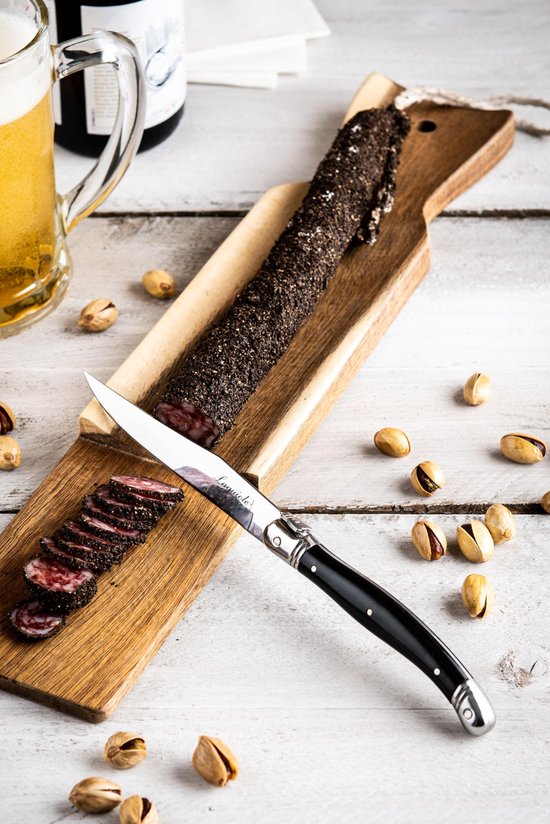 Laguiole Style de Vie Wurstbrett mit Steakmesser Premium Line - Akazienholz - Schwarz