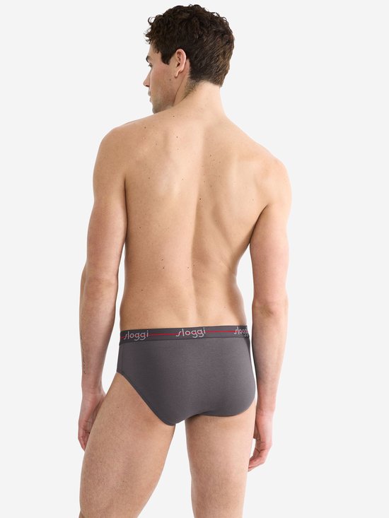 Sloggi Start Midi 2er-Pack Slips - Männer - Baumwolle/Elastan - Regular Waist - Elastisches Band - Schwarz/Grau - Größe XL