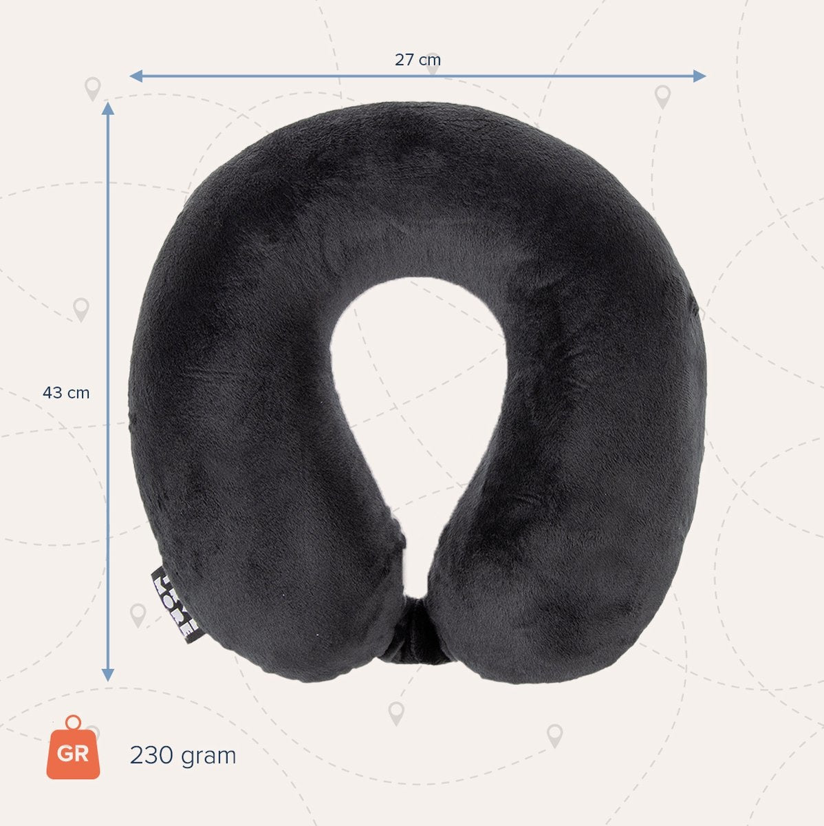 TRVLMORE Nackenkissen - Reisekissen für Flugzeug und Auto - U-Form - Memory Foam - Schwarz