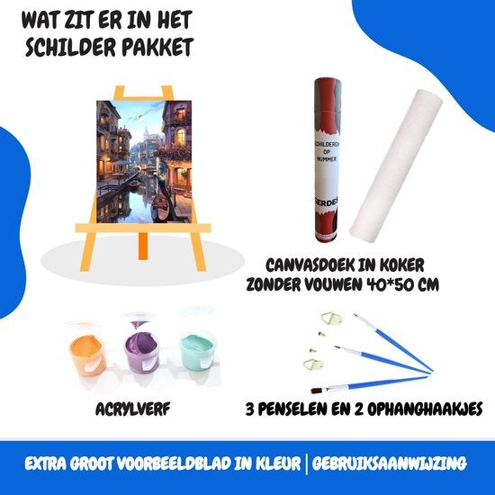 Malen nach Zahlen Erwachsene - Venedig - Italien - Gondel - Malen nach Zahlen - 40x50cm