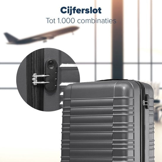 TRVLMORE - Kofferset - 3 Stück - 38L (Handgepäck) + 70L + 110L - Dunkelgrau