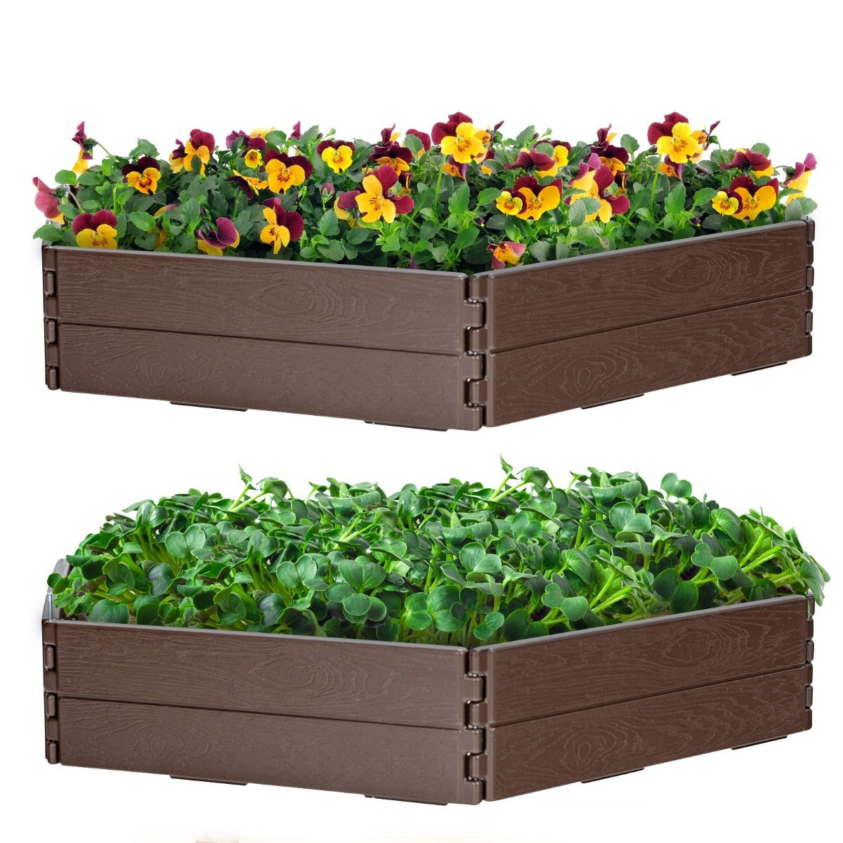 Coast 120 x 120 cm Hochbeet sechseckiger Pflanzkasten für Blumen braun für Blumen