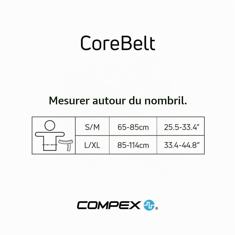Compex Corebelt 1.0 Elektrostimulationsgürtel – 2 Programme – Bauchmuskeln und unterer Rücken – S/M (65–85 cm) – Schwarz