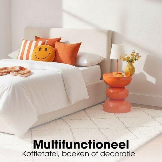 Mica Decorations Luna Tisch – Beistelltisch mit offenem, rundem Design aus robustem Eisen – Minimalistischer Couchtisch für den Innenbereich – Nachttisch für kleine Räume – H 46 x Ø 32 cm – Orange