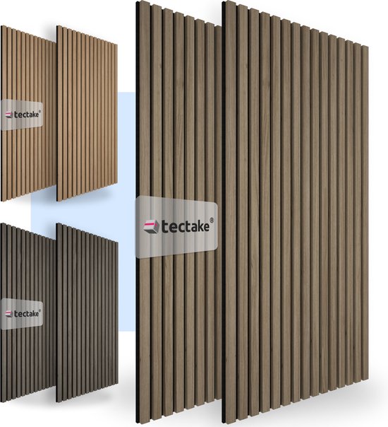 tectake® 2er-Set Akustikpaneele Sonic Wall - Schallabsorbierendes Paneel - Schalldämmung - Größe pro Paneel (LxBxH): ca. 120x60x2,1cm - Verschiedene Farben - Eiche dunkel