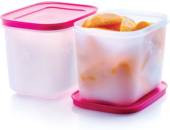 Tupperware Freezer Mates, 2er-Set – Tiefkühlboxen-Set – Lebensmittelbehälter für den Gefrierschrank – BPA-frei – 2 x 1,1 Liter – Rosa