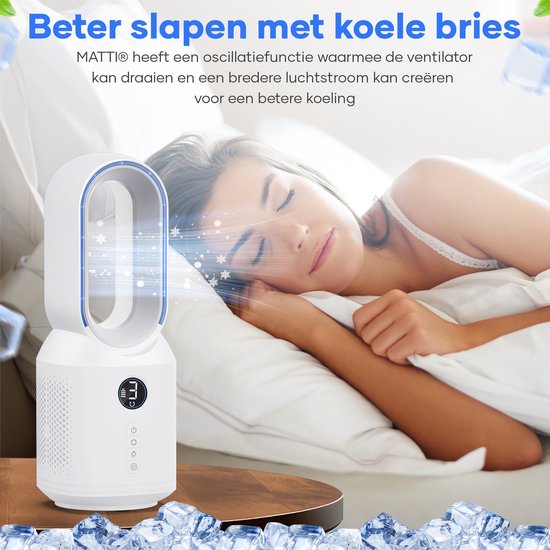 MATTI® Tischventilator - Standventilator - Kabellos - 8 Stunden Laufzeit - Inkl. Nachtlicht - Weiß