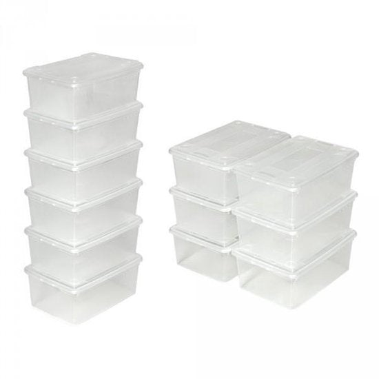tectake - Satz von 6 transparenten Aufbewahrungsboxen - 33 x 23 x 12 cm - 401685