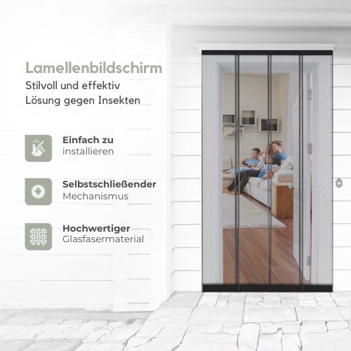 O'DADDY® - Fliegengitter Lamellenvorhang - Verstellbares Design - Fiberglas - 100x260 cm - Schwarz