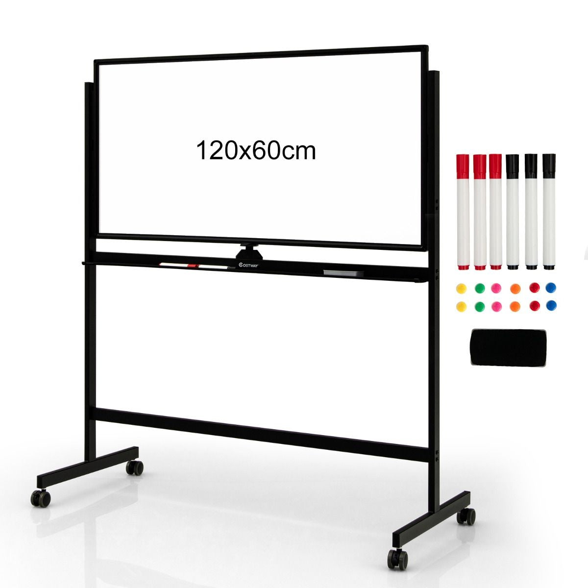 Coast doppelseitige magnetische mobile Whiteboard mobile rollende weiße Wandtafel für Büro schwarz