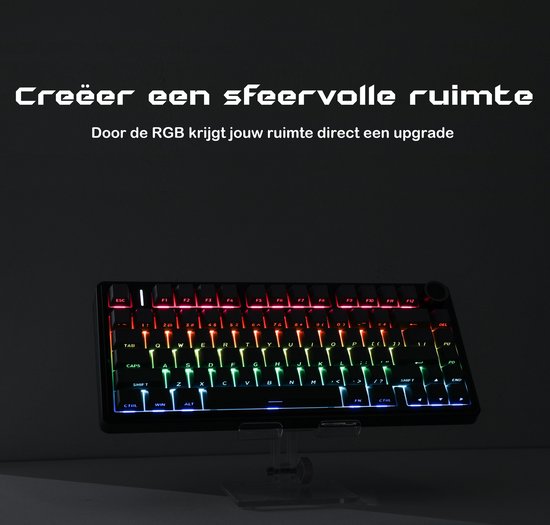 EPOMAKER x AULA F75 - Schwarz/Grau - Mechanische Funktastatur - RGB - 75% - QWERTY - Gaming Tastatur - Leobog Reaper Switch