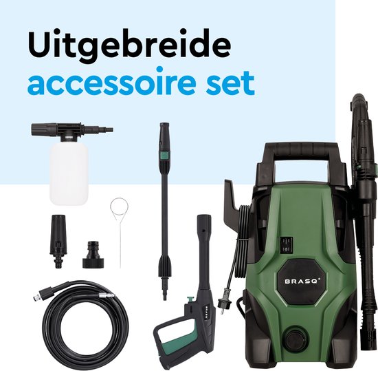 BRASQ HPW 105 Hochdruckreiniger - Terrassenreiniger - Hochdruckreiniger - 1400W - 105 bar - 426 L/H - Komplettset