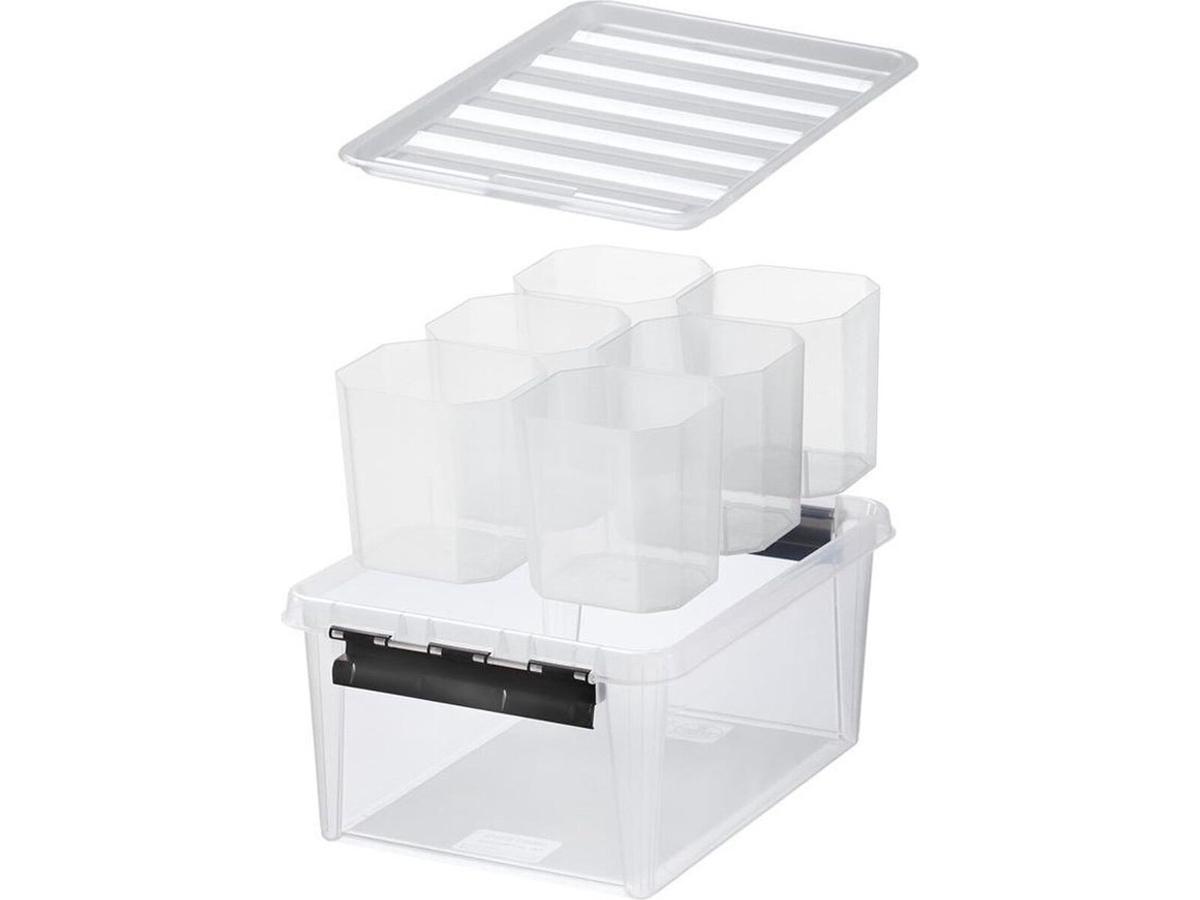 Orthex SmartStore Classic Aufbewahrungsbox mit Einteiler – transparent – 14 Liter – 3er-Set