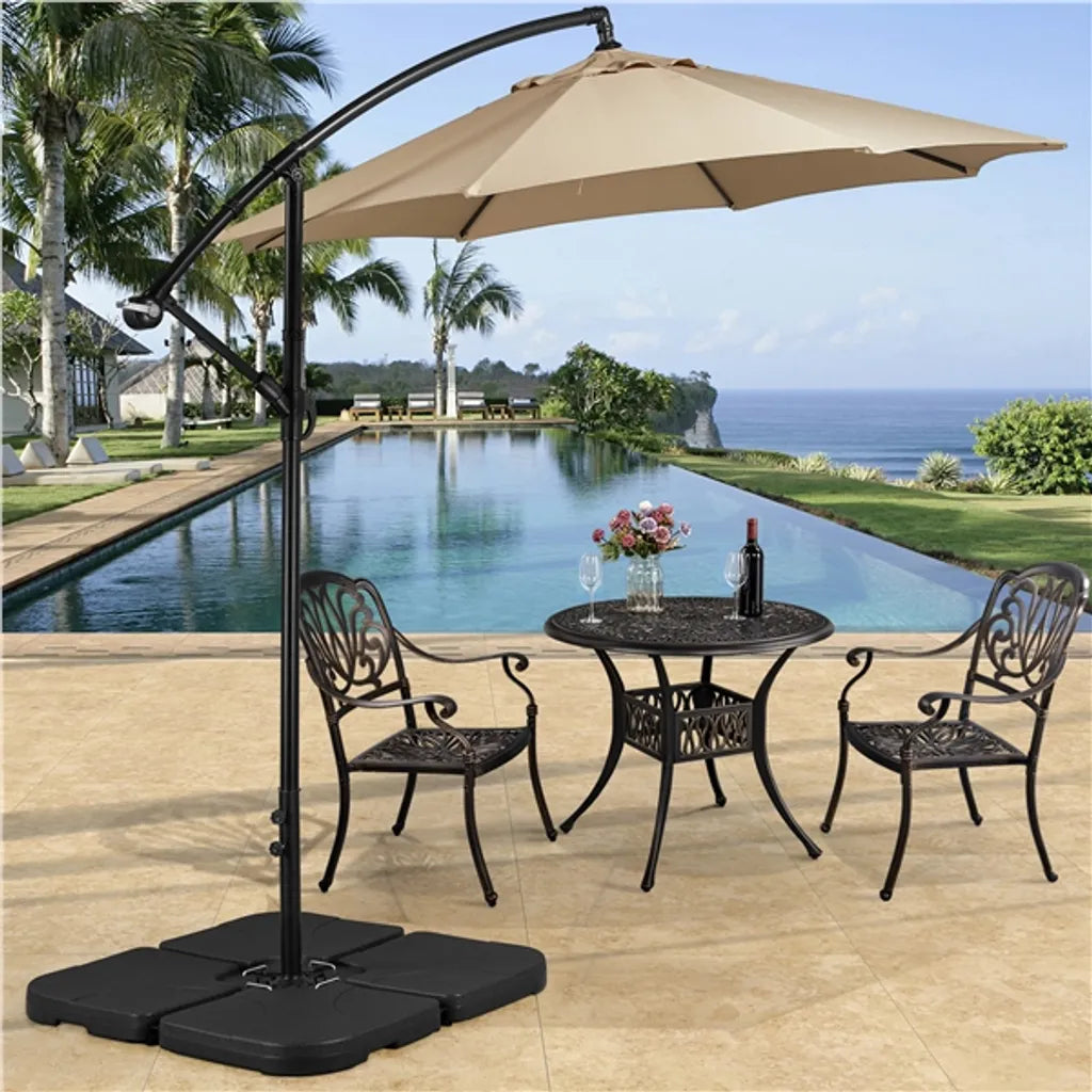 Yaheetech Sonnenschirmständer, 4-teilig, 103,5 x 103,5 cm – Schwarz – Befüllbarer Sonnenschirmständer für Schwebeschirme mit Wasser oder Sand