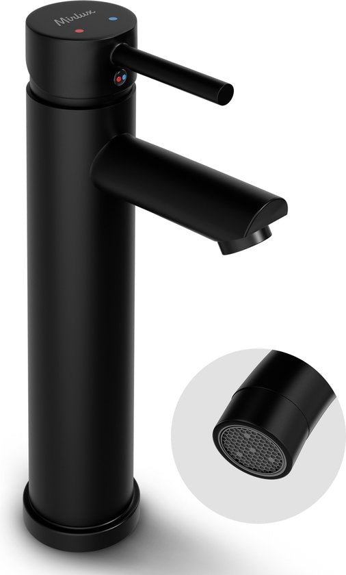 Mirlux Waschtischarmatur Schwarz - Waschtischmischer Bad - Waschtischarmatur - Waschtischarmatur / WC-Armatur - Wasserhahn - Kalt- und Warmwasserarmatur - Toilettenarmatur Kalt- und Warmwasser