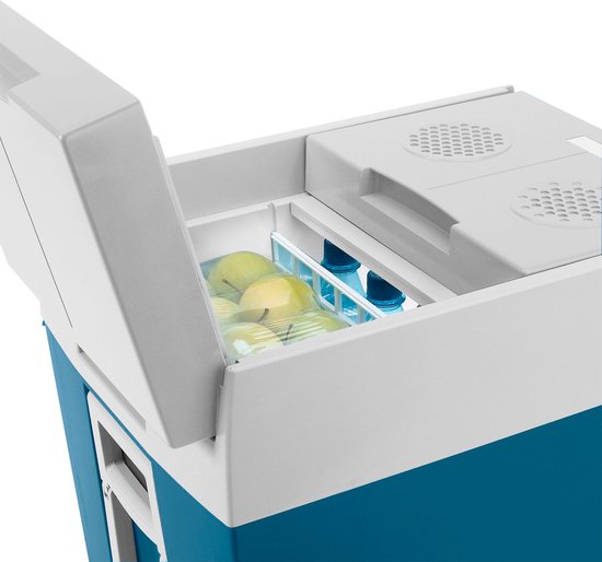 Mobicool MT48W thermoelektrische Kühlbox mit Rollen – 48 l – 12/230 V – blau/weiß