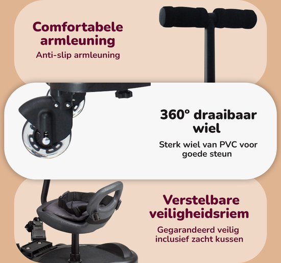 HeppieBabie Universal-Reitbrett Deluxe - mit Sitz - für Kinderwagen/Buggy - Buggy Board - mit Ebook