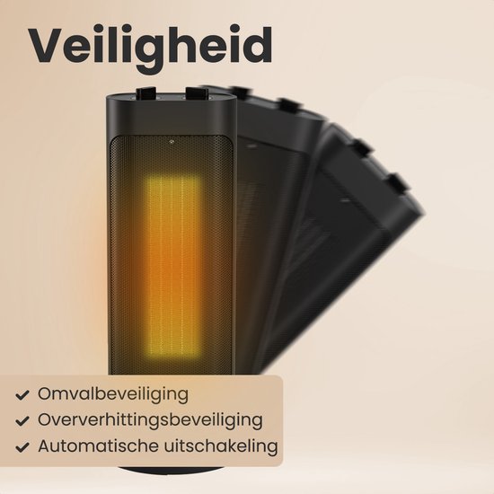 Auronic Fan Heater Pro - Keramik-Heizung - 2000W Heizung - Schwarz
