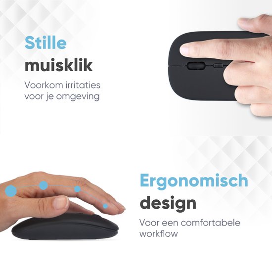 Trendfield Wireless Mouse - Wiederaufladbare Computermaus - Bluetooth - Ergonomische Maus mit Silent Click - Geeignet für alle Laptops - Schwarz